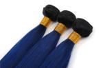 12-24 Inches Blue Hair With Black Roots Straight Hair Brazilian Virgin Hair