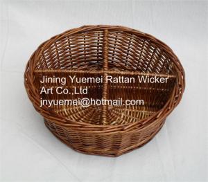 Quality 2016 new round shape wicker makeup storage basket 4 partitions wholesale