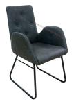 Textured PU Dining Chair High Density Sponge Washable Grey Fabric Shell