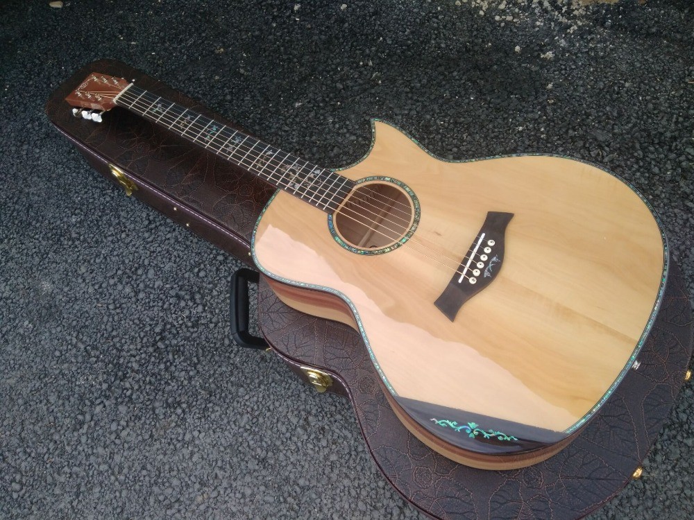 Factory AAAA 14 frets Auditorium folk Guitars Orchestra all solid imported apple wood acoustic electric guitar