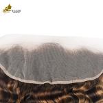 Piano 4/27 Deep Wave Lace Frontal Closure Brazilian Hair Transparent 13X4