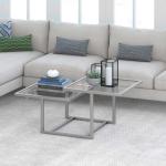 Geometric Tempered Glass Coffee Tables Gold Stainless Steel Frame For Home Hotel