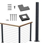 Cable Railing Post 36"x2"x2" Fixed top Pre-Drilled Corner Post Top Mount Steel