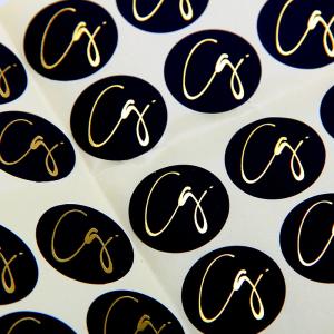 Quality Black Round Matte Black Paper Sticker Labels With Gold Logo wholesale