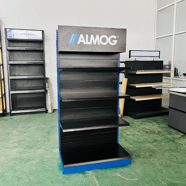 Factory Customized Color Size Logo black electrical display rack presentation fair shelves fishing display rack for showroom
