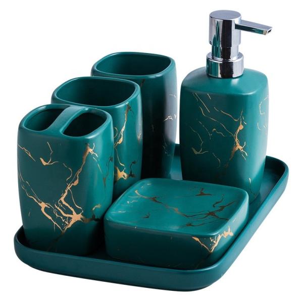Custom Luxury Ceramics Bathroom Accessories , Marble Bathroom Sets For Home