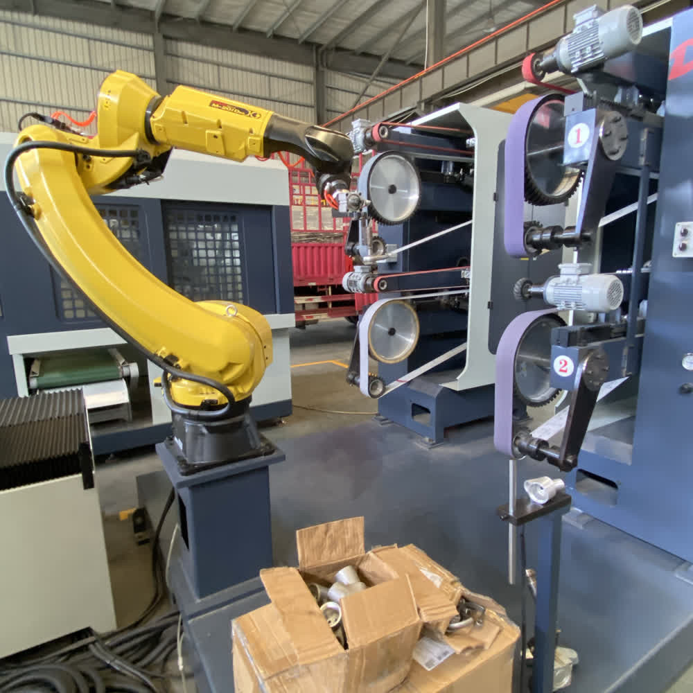 Automatic Grinding And Polishing Robot Cell For Metal Deburring Cost Effective Industrial Automation Solution