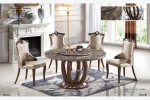 Quality 6 seater round marble dining table with lazy Susan wholesale