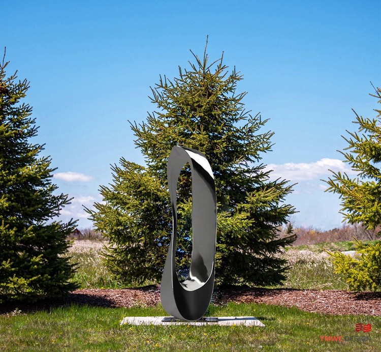 Custom Print Method Metal Abstract Sculpture Polished Mirror Circle Outdoor Sculpture