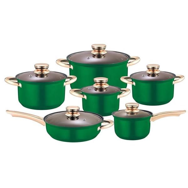 Hot Sale Color Cookware Non Stick Cookware Sets 12pcs Stainless Steel Cooking