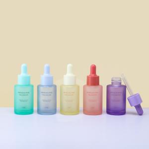 Quality Frosted Colorful Glass Serum Bottle Cosmetic Packaging Glass Essential Oil Dropper Bottles 30ml wholesale