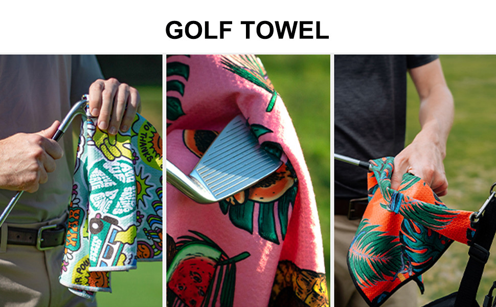 Popular Microfiber Fabric Waffle Pattern Golf Towel With Heavy Duty Carabiner