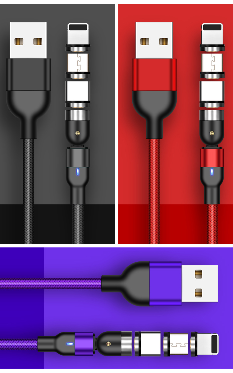 540 Degree 3A Magnetic Micro USB Quick Charging Cable