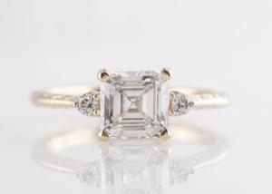 Quality 14K Rose Gold Asscher Cut Diamond Engagement Ring 1.29ct Classic Style wholesale