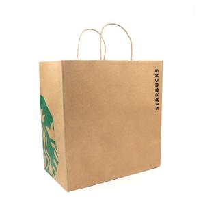 Quality 100gsm - 150gsm Paper T Shirt Bags Brown CMYK/Pantone Color Customized wholesale