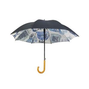 Quality Double Layer Wooden Handle Waterproof Auto Open Umbrella wholesale