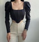 Small Order Clothing Manufacturers Vintage Square Neck Long Puff Sleeve Boning