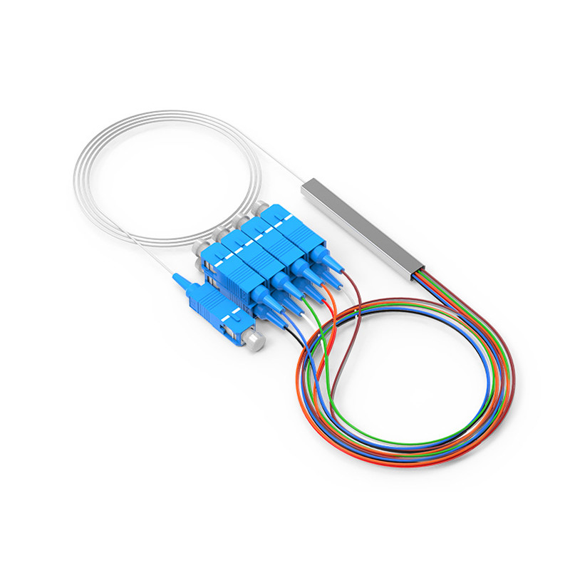 4 Way Fiber Optic Splitter 1*4 Sc Apc Plc Splitter G657A1 0.9mm Cable Steel TubeFor Terminal Box