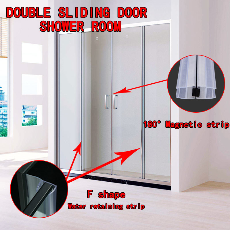 PVC Transparent Glass Shower Door Seal Strip H Shape Bathroom Water Retaining Strip