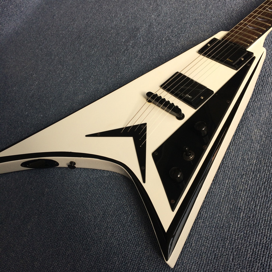 High-quality custom V style electric guitar rosewood fingerboard yellow circle black edge