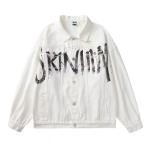 Spring American white lettering handsome commercial street cotton denim jacket