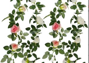 Quality 17FT Artificial Rose Vine Fake Hanging Flower Vines OEM ODM wholesale