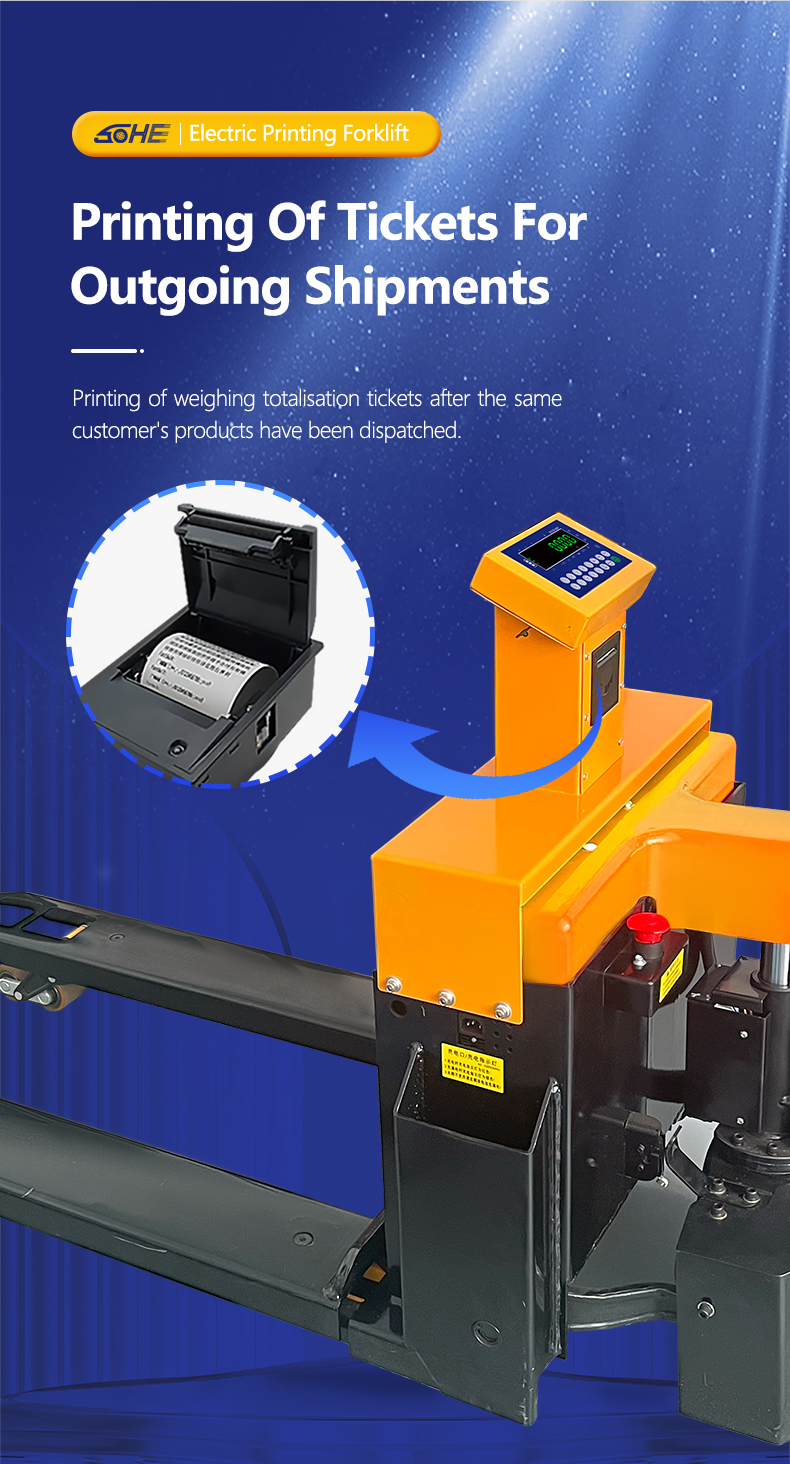 Electric Pallet Truck with Scale and LED Display Dead Weight 210KG SOHE Narrow 1-3t