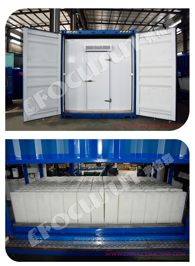 Direct Cooling Block Ice Machine and 5 Tons Containerized Cold Room Complete Solution
