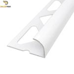 Quad Round White Aluminium Tile Trim 10mm Size 2.5 Meters Length