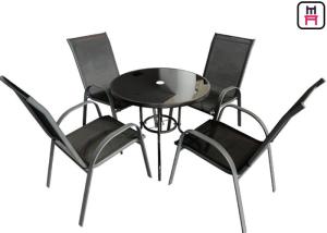 Quality Coffee Shop Outdoor Restaurant Tables Textilene Garden Furniture With Arm Chairs wholesale