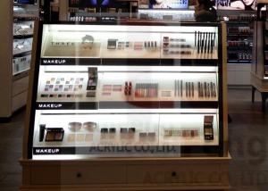 Quality Customized display stands, Acrylic makeup display case, Shop cosmetic shelf display wholesale