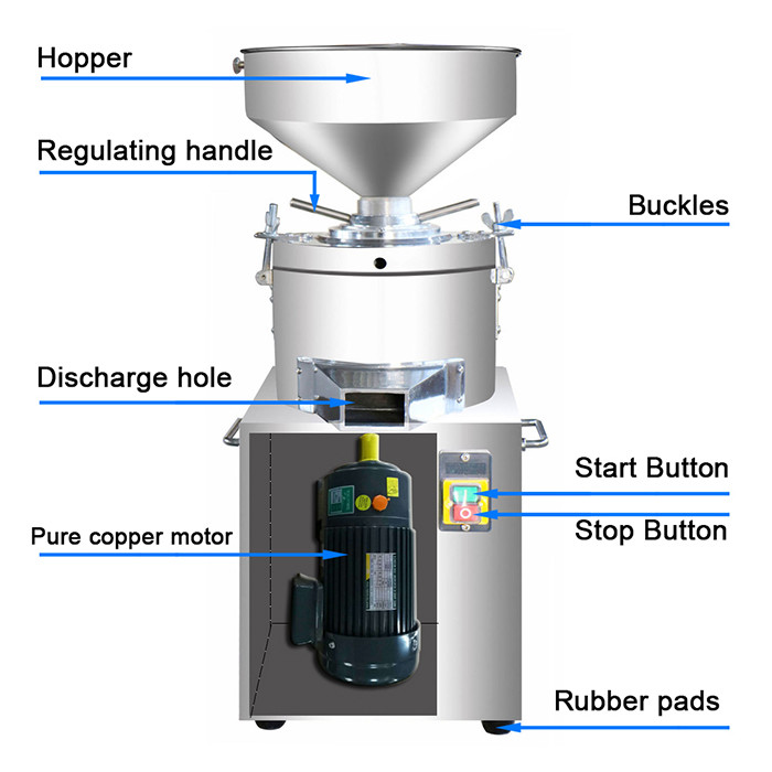 1.5Kw 9.6A Nut Butter Making Machine Small Peanut Butter Processing 25Kg/h