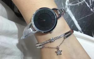 Quality Black dial quartz watch Wrist Watch with Diamonds star ring Ladies' fashion watch wholesale