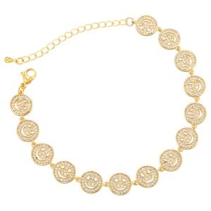 Quality Zircon Smiley Face Gold Necklace wholesale