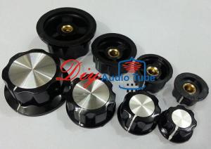 Quality Plastic Guitar AMP Volume Knob 6.0mm Black Phenolic Fluted Knob With Aluminum Cap wholesale