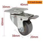 Zinc Coating Mini Caster Wheels 1.5 Inch 35kg Plate Rigid Plate Caster