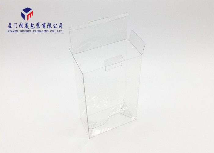 Custom Design Clear PET Plastic Box 0.3mm Automatic Lock Bottom 18.5cm Height