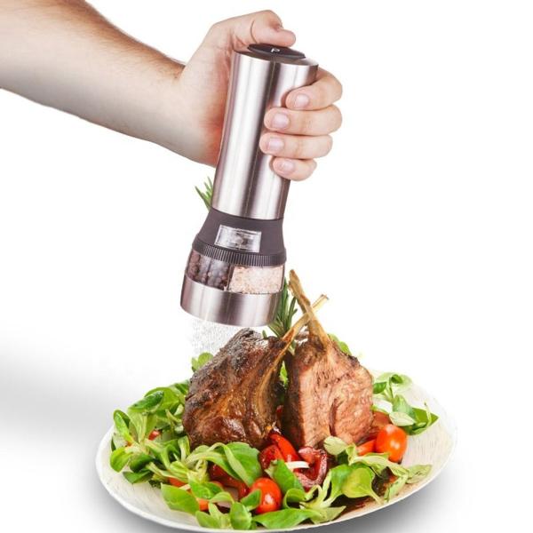 Electric Stainless Steel Salt and Pepper Grinder for Kitchen Spice Grinding