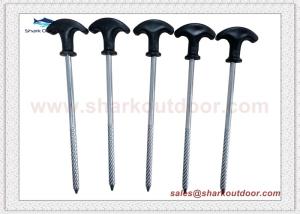Quality Screw Steel Tent Stakes Ice Fishing Pegs Nails With Handle Outdoor Camping Tent Accessories wholesale