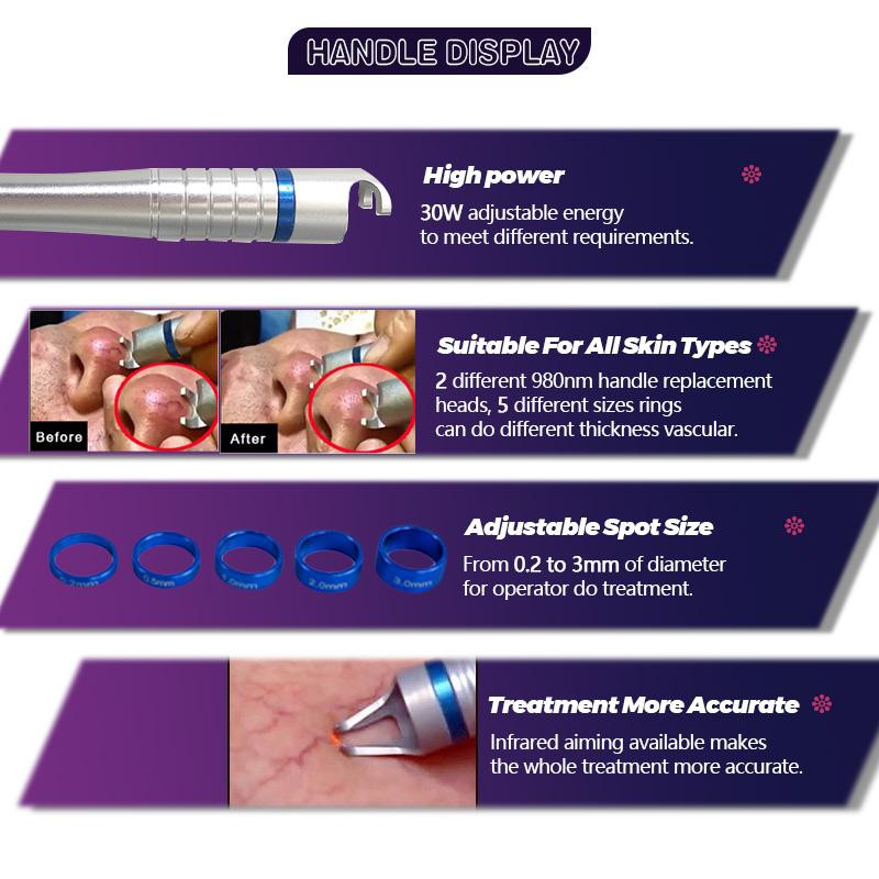 Professional 30W Laser Beauty Machine 980nm Diode Laser Spider Vascular Vein Removal