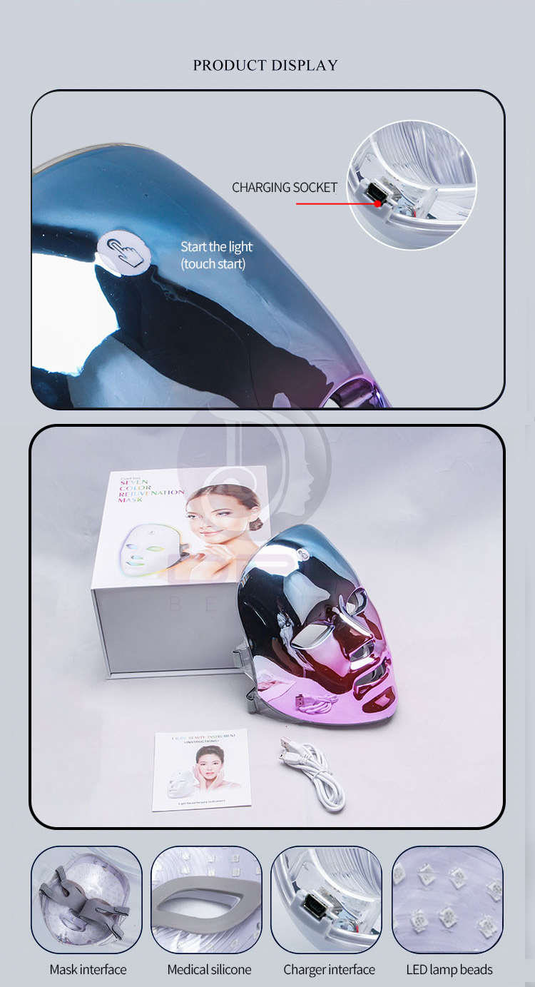Anti-Aging PDT Face Lifting Skin Care Rejuvenation Beauty Machine 7 Colors Photon Led Light Therapy Facial Mask