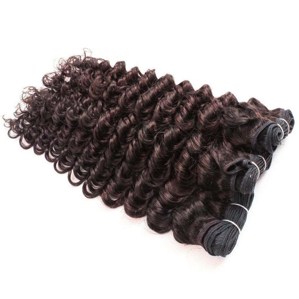 #2 Dark Brown Deep Wave Remy Human Hair Bundles Sew In Weave Bundles Brazilian Bundle Deals
