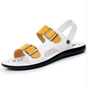 Quality Fashion PU Leather Flat Sandals For Home , Breathable Custom Leather Sandals wholesale