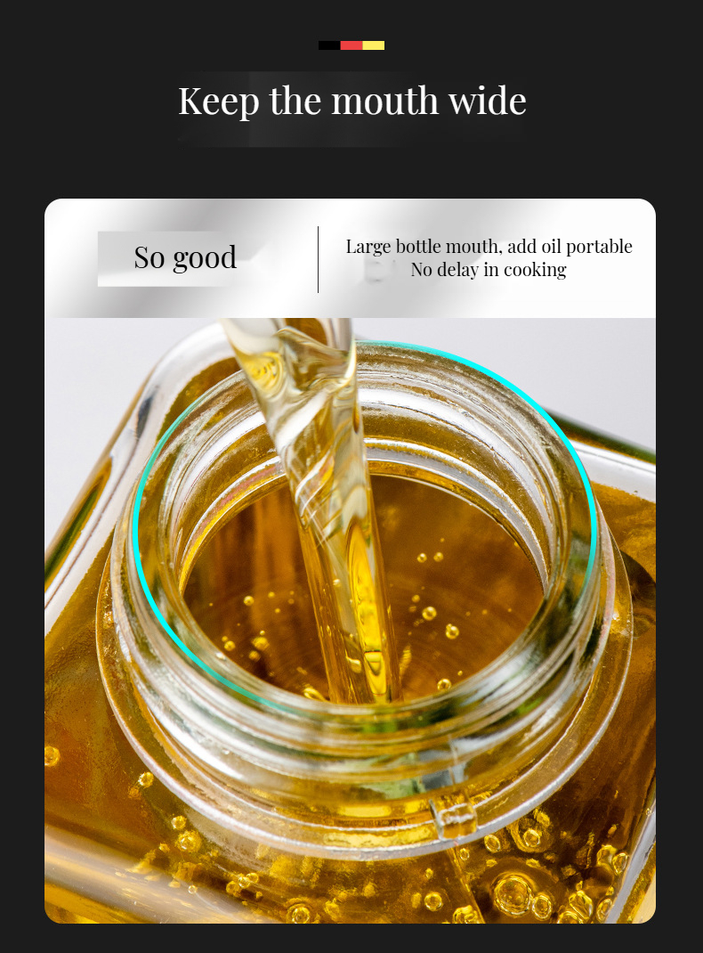 500ml Capacity Glass Kitchen Oil and Vinegar Bottle with Stylish Leak-Proof Dispenser