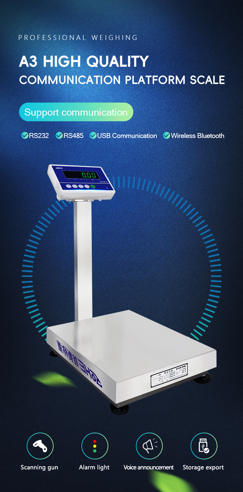 Weighting Function Industrial Weighing Scale 60cm by 80cm with Square Upright Pole