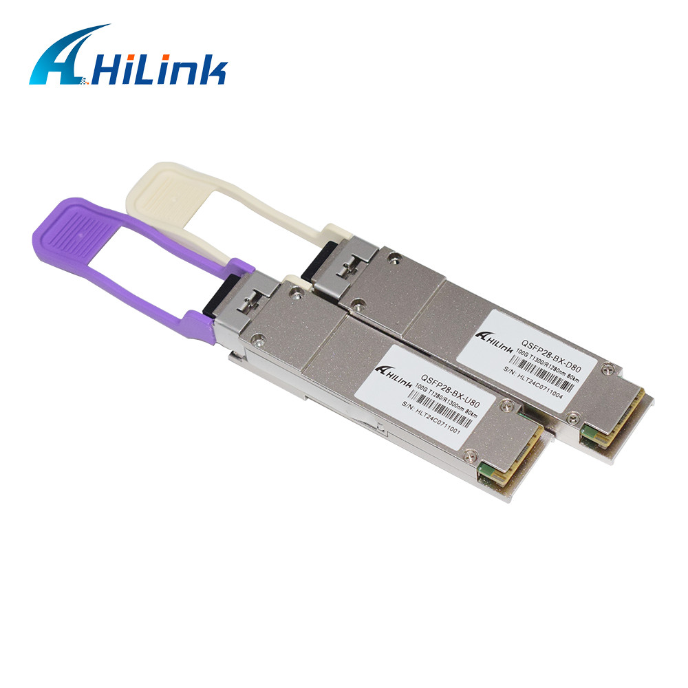 QSFP28 BIDI 80KM 1280nm/1300nm Simplex LC DDM Single Mode 100G Transceiver Module