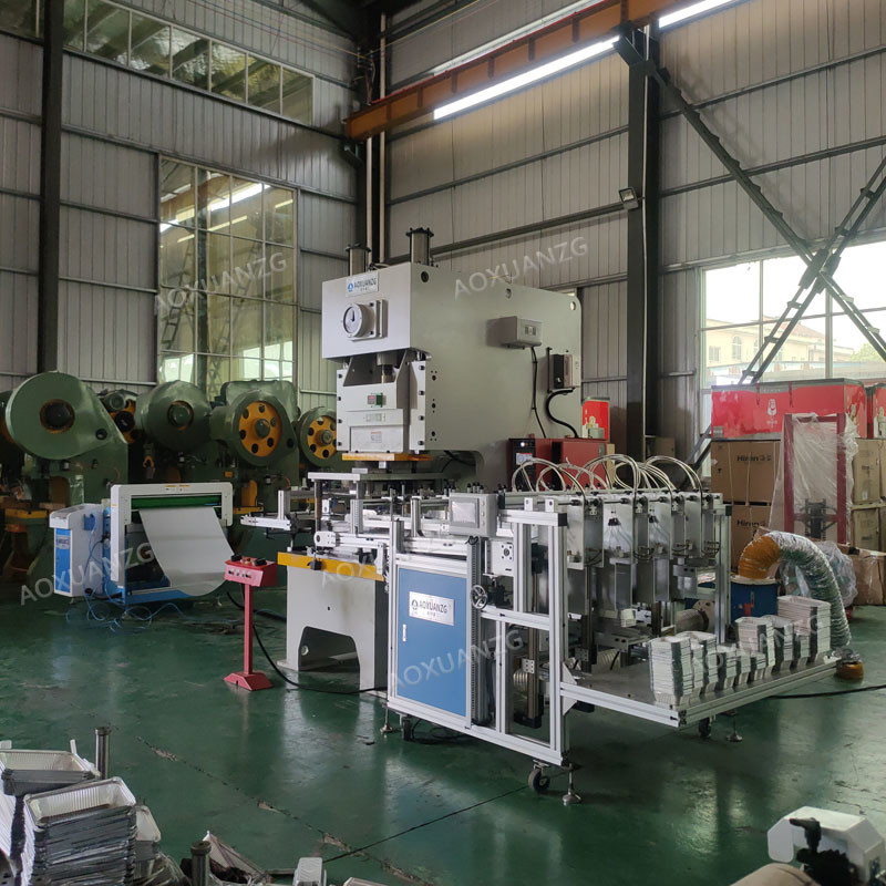 Automatic Aluminum Foil Lunch Box Production Line 3 Cavity 4 Cavity