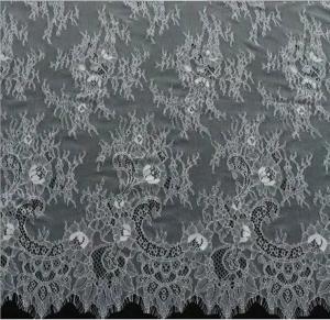 Quality Green Environmental Protection Eyelash Lace Fabric for Wedding Dress wholesale