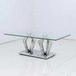 Rectangle Glass Top Home Coffee Table With Stainless Steel Leg