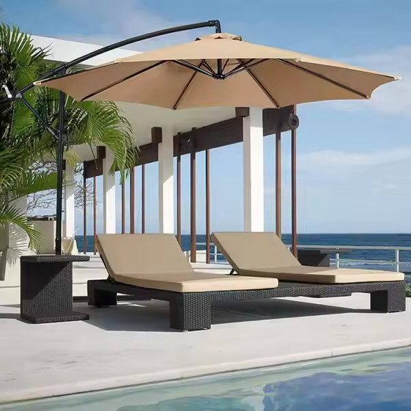 3 Meters Outdoor Patio Garden Terrace Sun Umbrella featuring Round Design for san-15